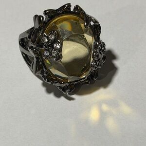 Vintage oversized topaz glass faceted ring